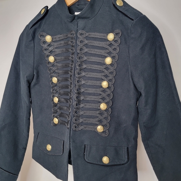 NWT GAP Marching Band Jacket Black Gold Embellished XS Military - Picture 3 of 13